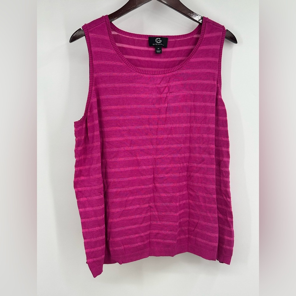 G by Giuliana Fuchsia Striped Tank Top